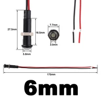 1/5 pièces 6/8/10/12mm indicateur LED en plastique noir Signal point lampe rouge jaune ambre bleu vert blanc 3V5V6V12V24V110V220V 5