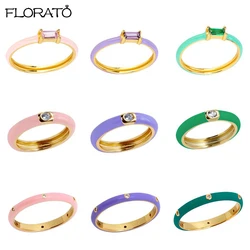 24k gold-plated Many Candy Colours Ring size 6/7/8 White Purple Pink Blue Women Jewelry Colorful Enamel Rings In Spain GIFT A30