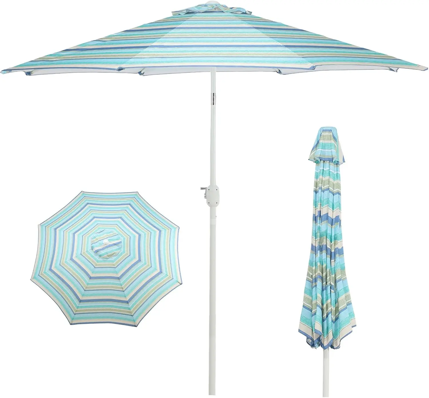 

Зонт для патио 9 футов (2,7 м) с 8 прочными спицами, кнопкой наклона и ручкой для сада, террасы, двора, зоны у бассейна