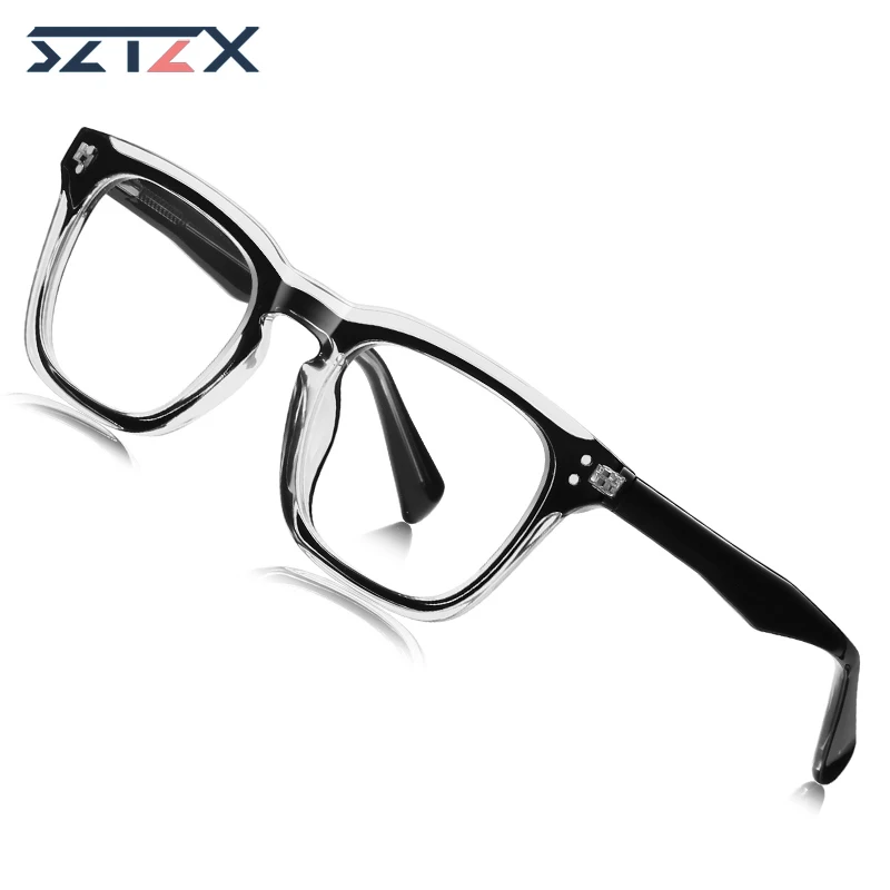 

SZTZX New Fashionable Square Geometric Large Frame Design Blue Light Reading Glasses Can Be Customized Prescription LS022