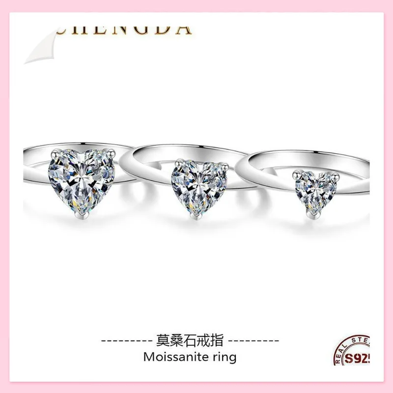 

Кольцо с муассанитом в форме сердца, серебряное, женское, не тускнеющее, новинка от Deyi Jewelry