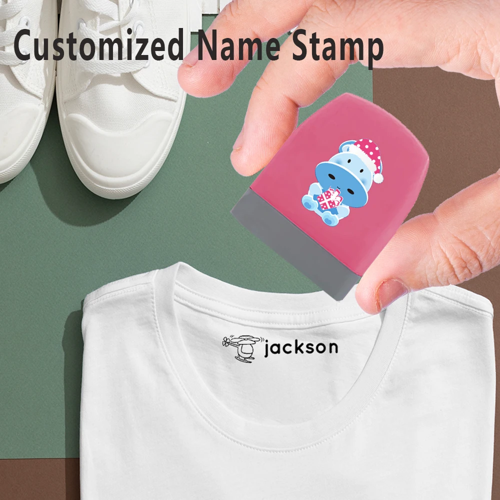 Cute Hippopotamus Crystal Sticker Styles  Personalized Name Seal School Daycare Essentials For Fabric Plastic Label Bottles