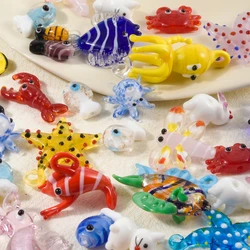 Mix Styles Glass Sea Animal Octopus Starfish Pendant Jewelry Bulk Assorted Lampwork Bee Butterfly Dragonfly Rabbit Cat Breloques