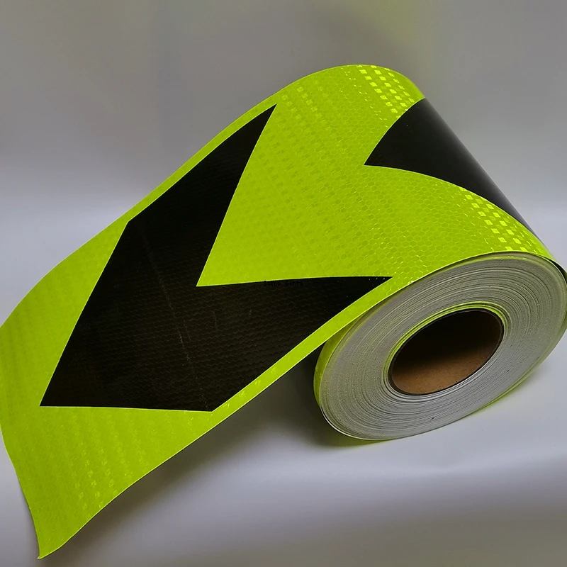 8Inch*17FT Arrow Reflective Tape Decoration Stickers Fluorescent Yellow-Black Car Warning Safety Reflection Film Reflector Strip