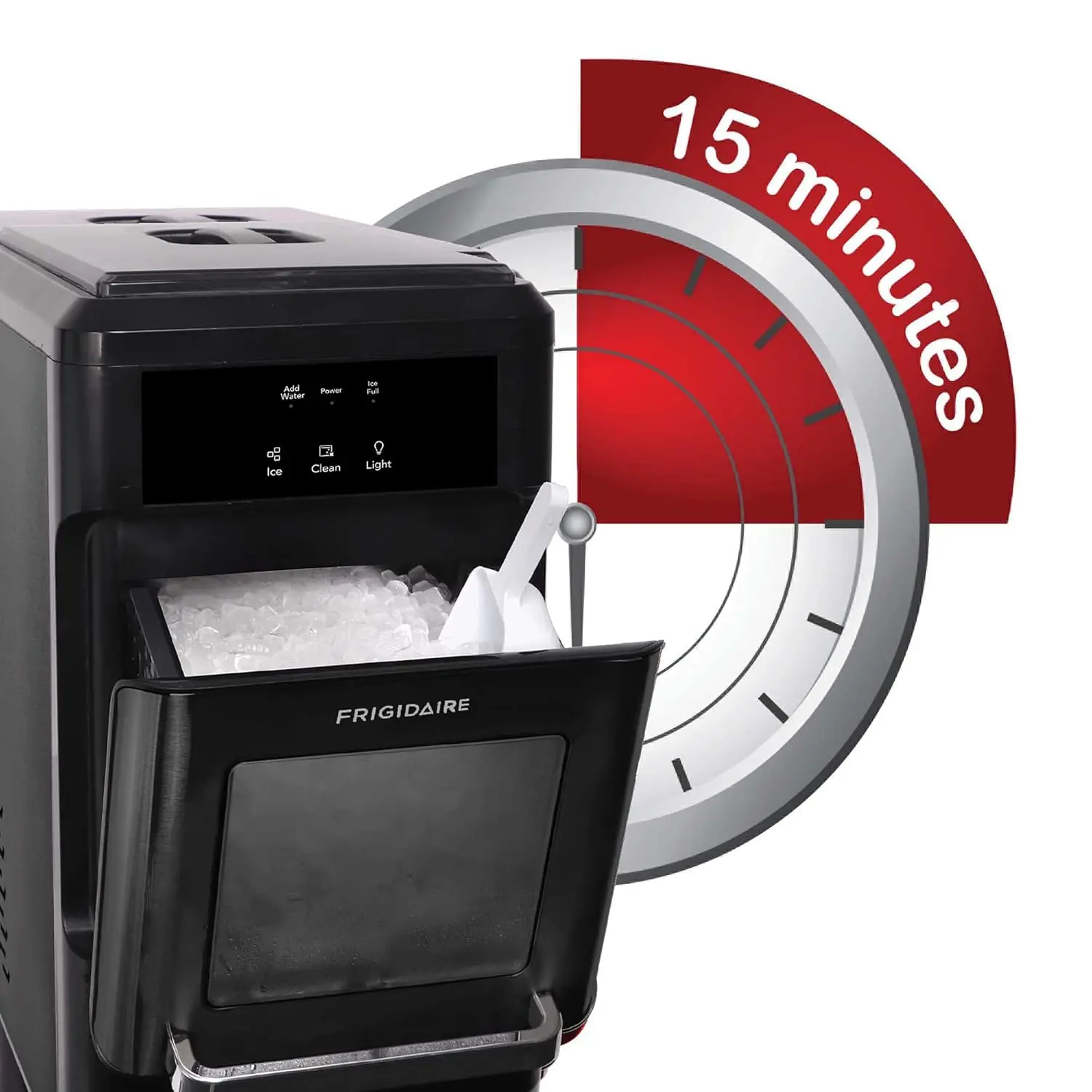 Frigidaire-máquina de hielo de pepitas masticables crujientes, autolimpieza automática, acero inoxidable negro, 44 libras por día, EFIC237