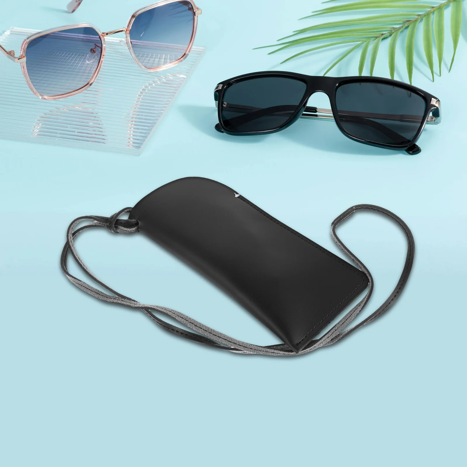 

Portable Sunglasses Case with Neck Strap Eyeglass Holder for Men Women Soft Storage Pouch Travel Carry Case for Reading Glasses