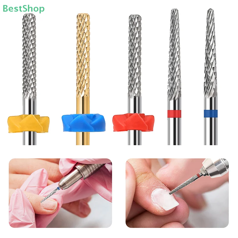 رأس طحن طلاء الأظافر من الفولاذ التنغستن، لقمة مثقاب من سبيكة إزالة الأظافر، أداة لإزالة الجلد الميت وطحن هذه الأظافر