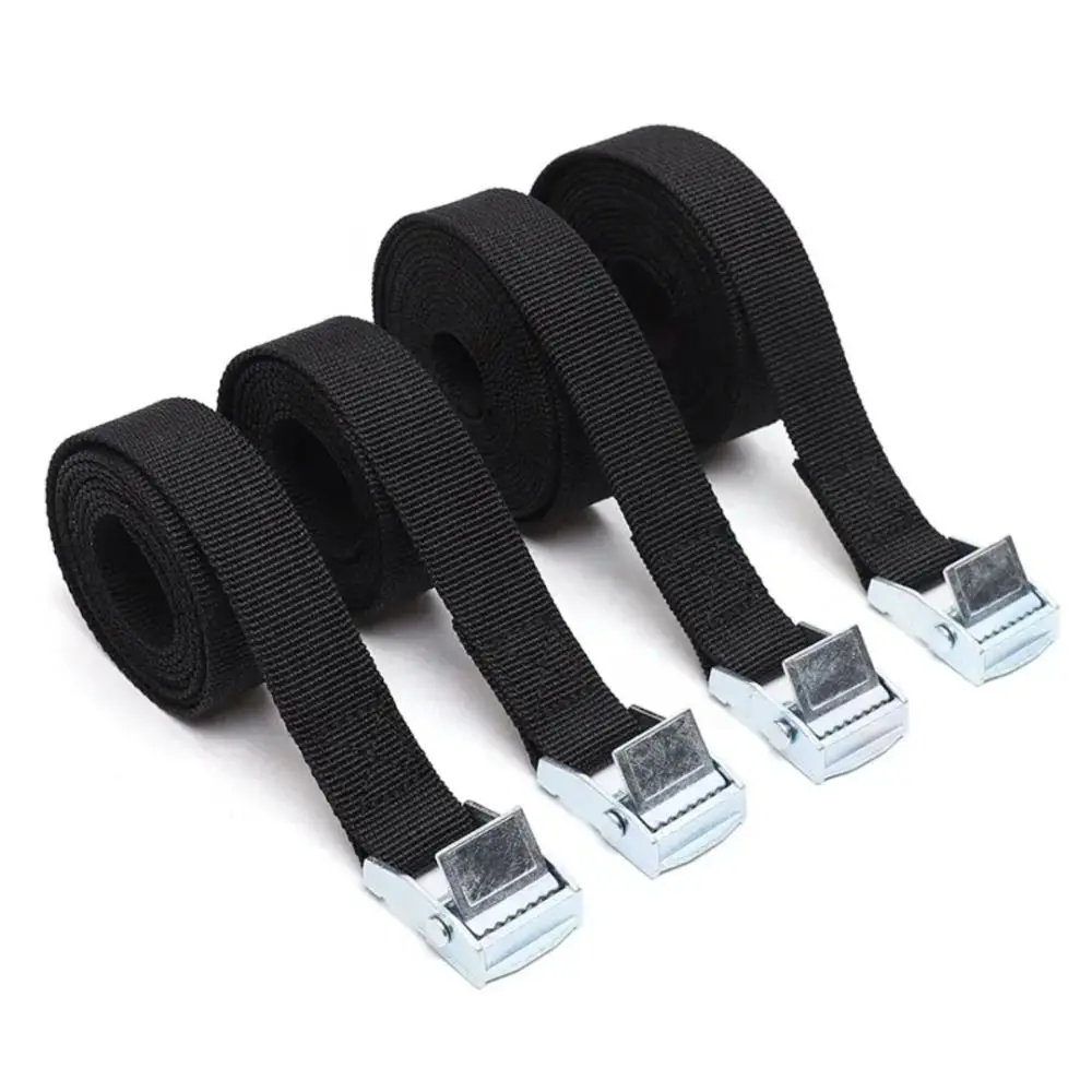 Black Tie Down Straps Metal Buckle Adjustable Luggage Straps 1/2/3 Meters*25mm Strong Ratchet Belt Tow Ropes for Trailer Luggage