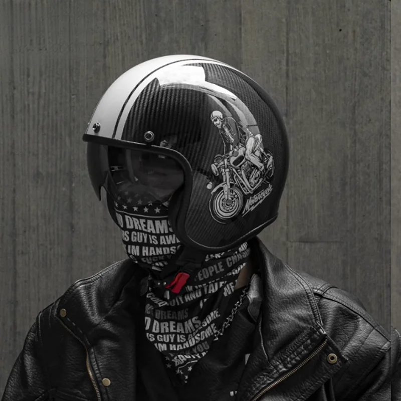 

NEW Sleek 3K Carbon Fiber Open Face Helmet for Riders Cruise Motorcycle Essentials Beyond Durability Less Weight Capacete Moto