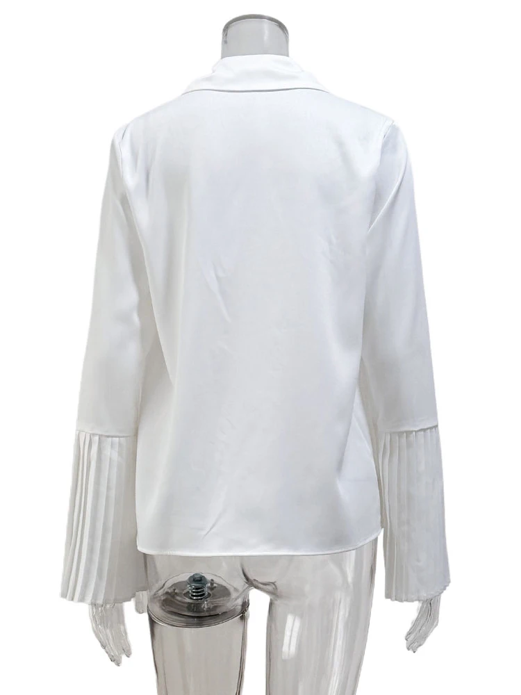 Parc Fee Fashion Loose White Office Women Blouse 2025 Casual Lapel Long Sleeve Shirts Elegant Chic Solid Top Female Clothing