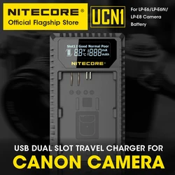 NITECORE UCN1 ładowarka do aparatu cyfrowego Daul Slot Travl USB ładowarka do canona LP-E6 LP-E6N LP-E8 EOS 6D 7D 650D R6 550D