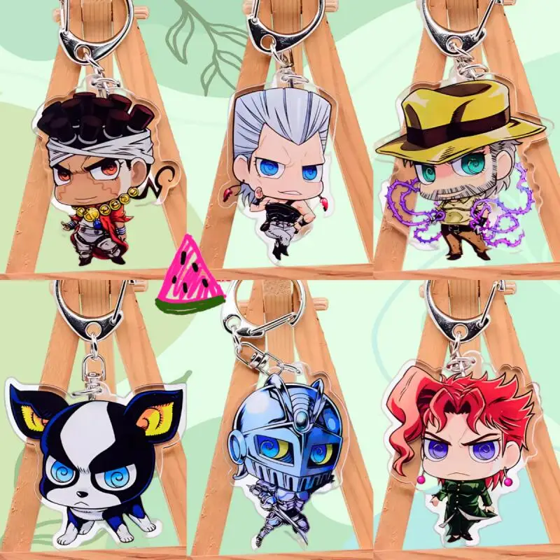 Llavero de acrílico de anime y dibujos animados para Steel Ball Run, con colgante de accesorios de Mohammed Avdol, Silver Chariot, Noriaki Kakyoin e Iggy Bag