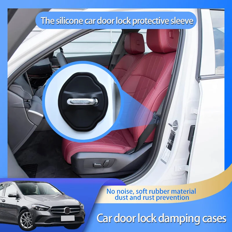 

Car Door Lock Cover Silica gel Car Styling Case Protective Stickers Decoration For Mercedes Benz B Class B180 B200 W245 W246 247