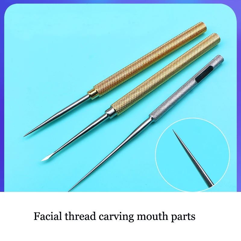 Wire carving stainless steel buried wire open needle cutter face lift tool Wire carving large V puncture needle cutter