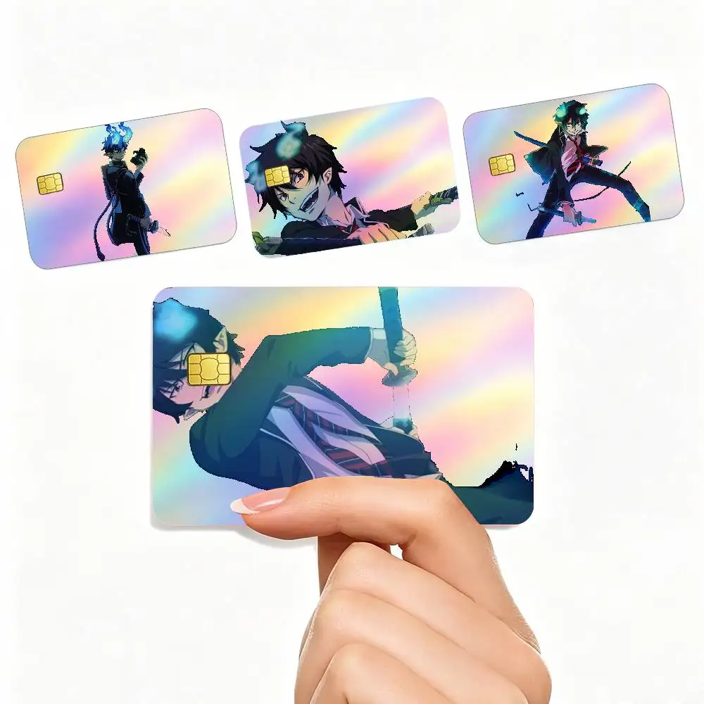 Blue Flame Blue Exorcist  4pcs 1Set Card Stickers Small Waterproof Chip 4PCS Card Sticker Anti-Scratch