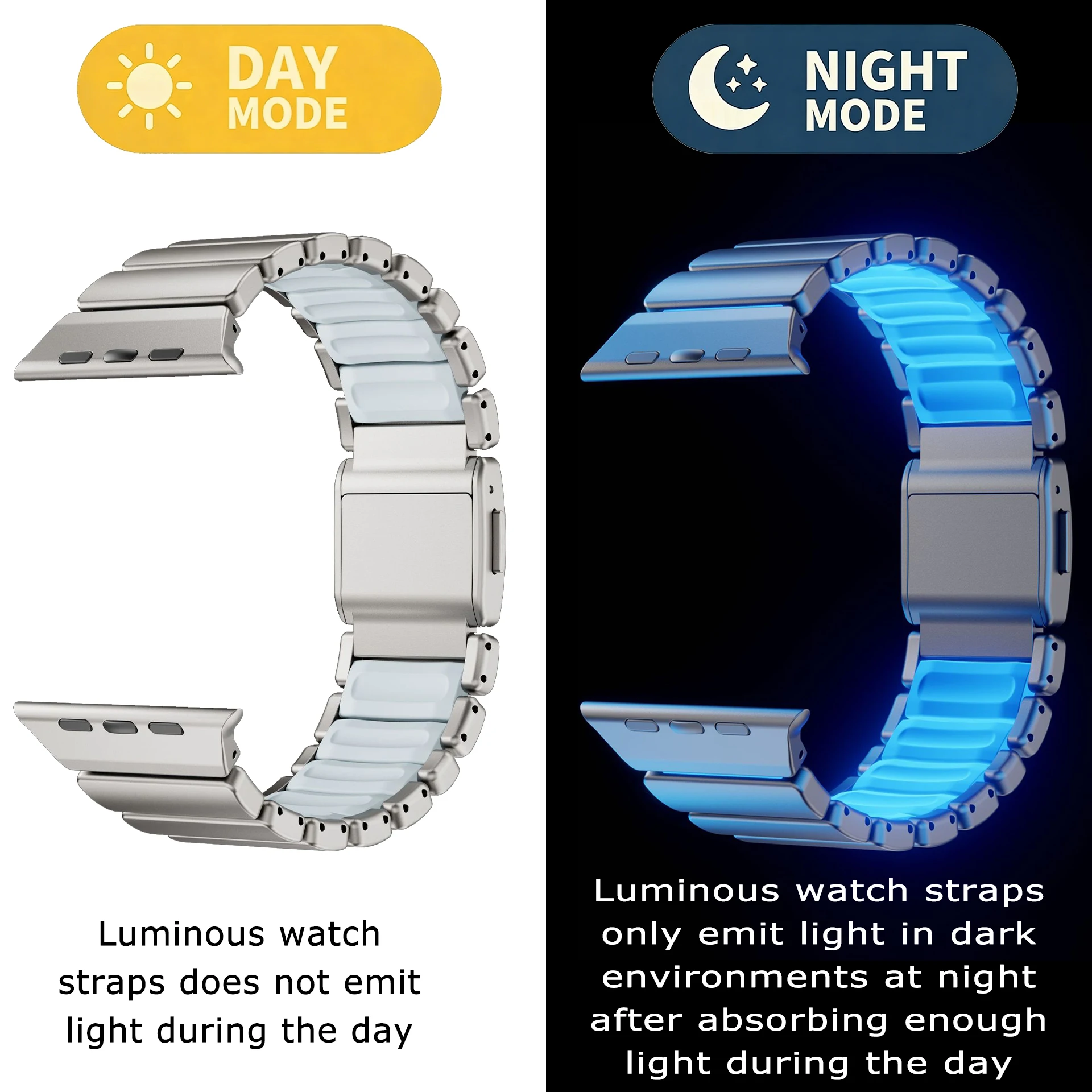 Noctilucent Titanium Strap for Apple Watch Ultra 4 3 2 49mm Series 12 11 10 46mm Magnetic Band for Iwatch 9 8 7 45mm 6 5 SE 44mm
