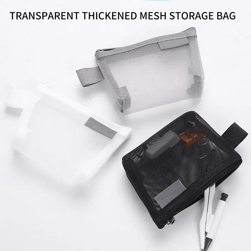 Mesh Storage Bag Reusable Triangular Mesh Coin Purses Mini Handy Wallet Carry Case Storage Bag For Women Travel Cosmetic Bag