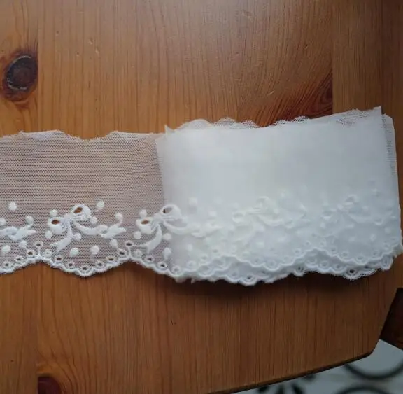 Width:6cm(2.36”inch)Unilateral Bow dot mesh Embroidery Lace Fashion Laces Decorative clothing DIY Sewing(KK-4760)