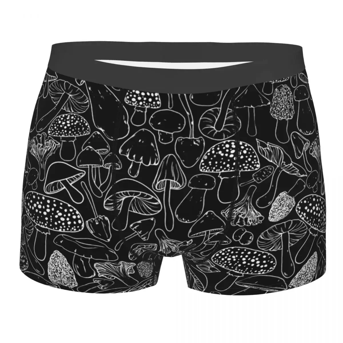 On Black Mushroom Mushrooms Forest Underpants Cotton Panties Male Underwear Sexy Shorts Boxer Briefs