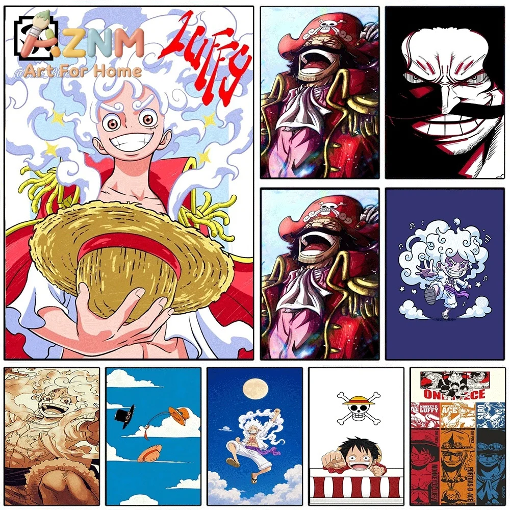 One Piece Anime Canvas Wall Art No Frame Nika Luffy Gol D Roger Manga Print Poster for Bedroom Living Room Home Wall Decor Art