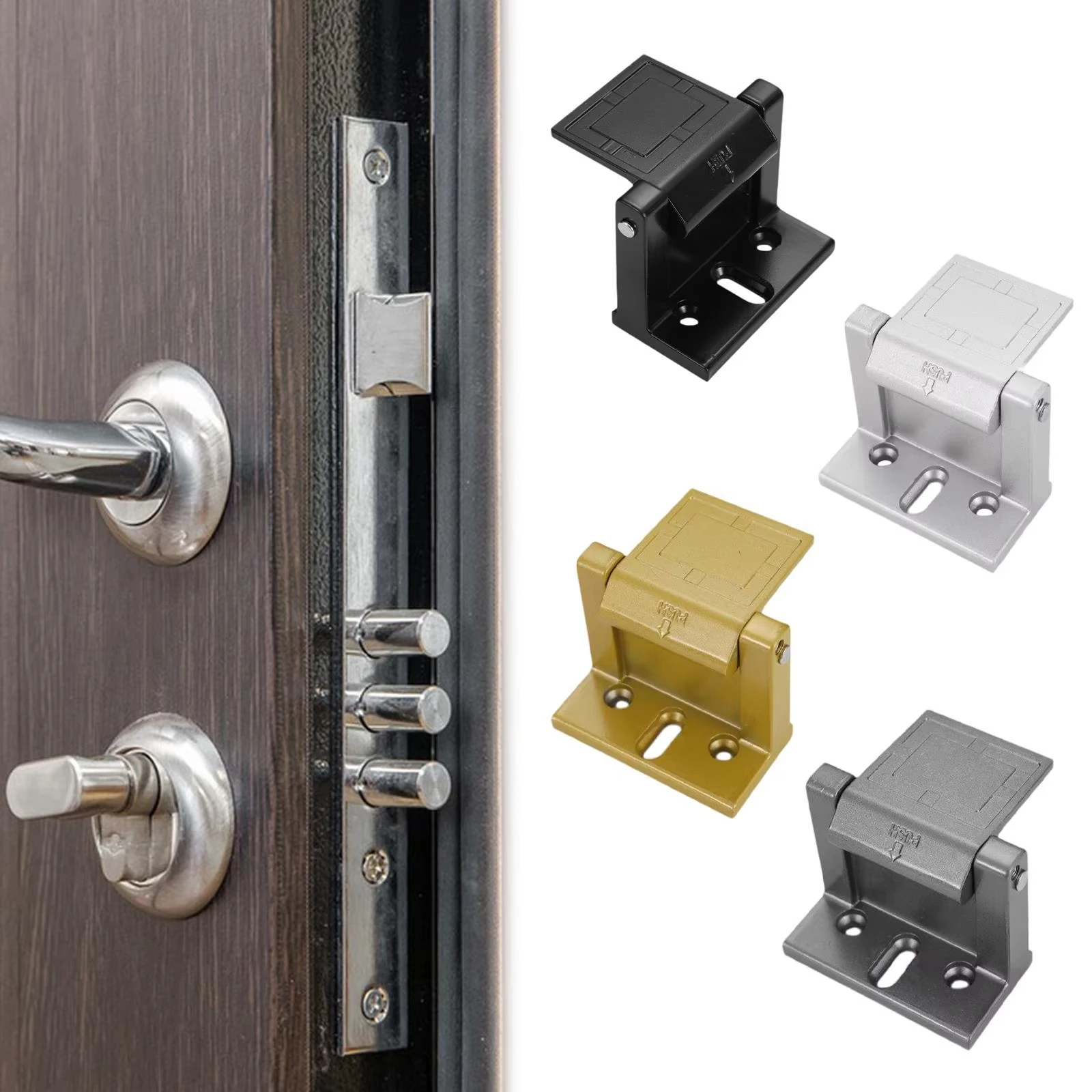 Door Security Latch Stainless Steel Hardware Easy Installation Door Lock Catch For Cabinet Bathroom Window Pet Cage Sliding Door