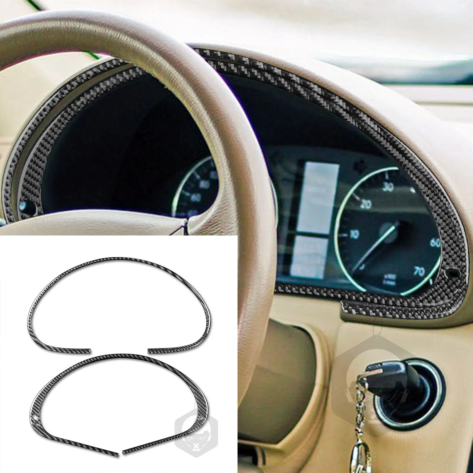 For Benz C Class W203 2005-2007 Carbon Fiber Instrument Speedometer Surround Frame Cover Trim Car Interior Accessories Sticker view 3