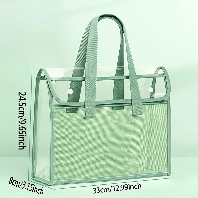 Large PVC Tote Bag - Transparent File Storage For Student Textbooks Homework Books Portable Organizer