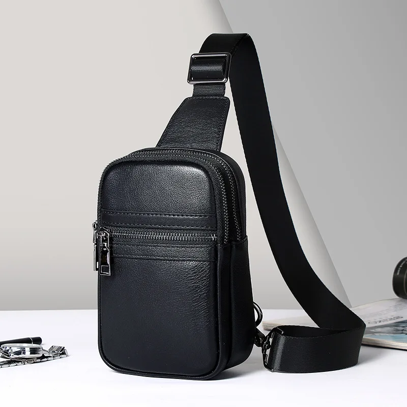 

Men's Trendy Slanted And Chest Bag Business Men Genuine Leather Chest Simple Trendy Shoulder Men's Casual Crossbody Bag