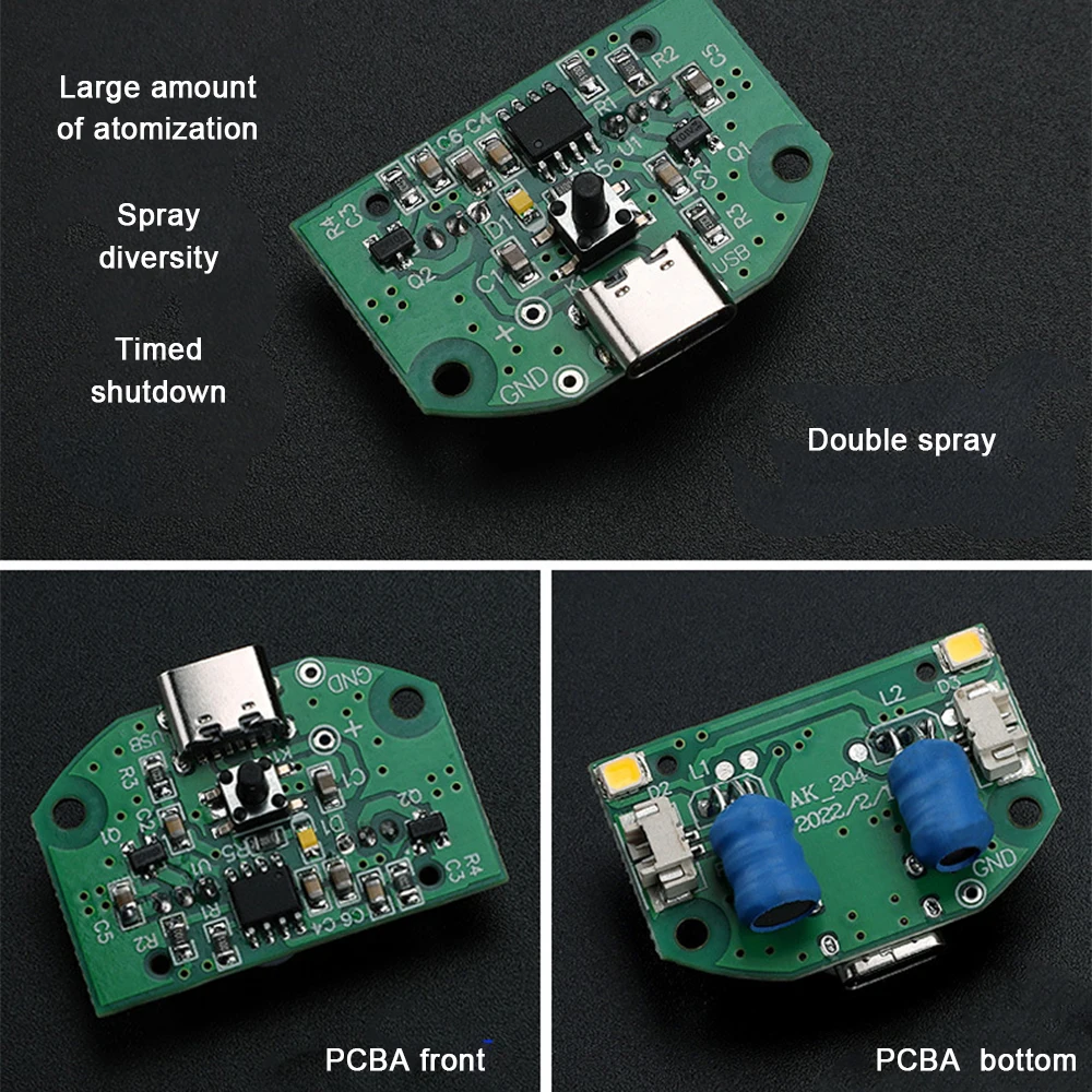 Dual Spray Head Type-C Air Humidifier Atomization Module Drive Circuit Board Accessories Green Plant Pet Humidification Hatch