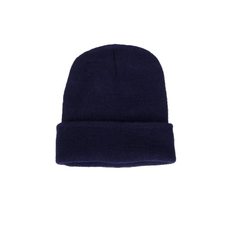 Fluorescent Cuffed Beanie Hat For Men Women Solid Color Warm Woolen Knitted Cap