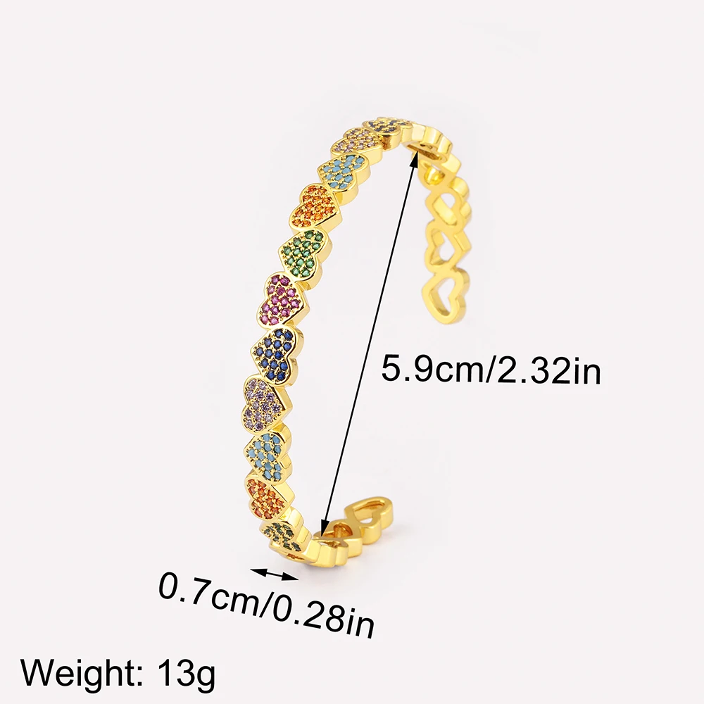 New Fashion Love Heart Shape Elegant Aesthetic Open Adjustable Bangle For Women Pave Shiny Crystal Zircon Bracelet Jewelry Gifts