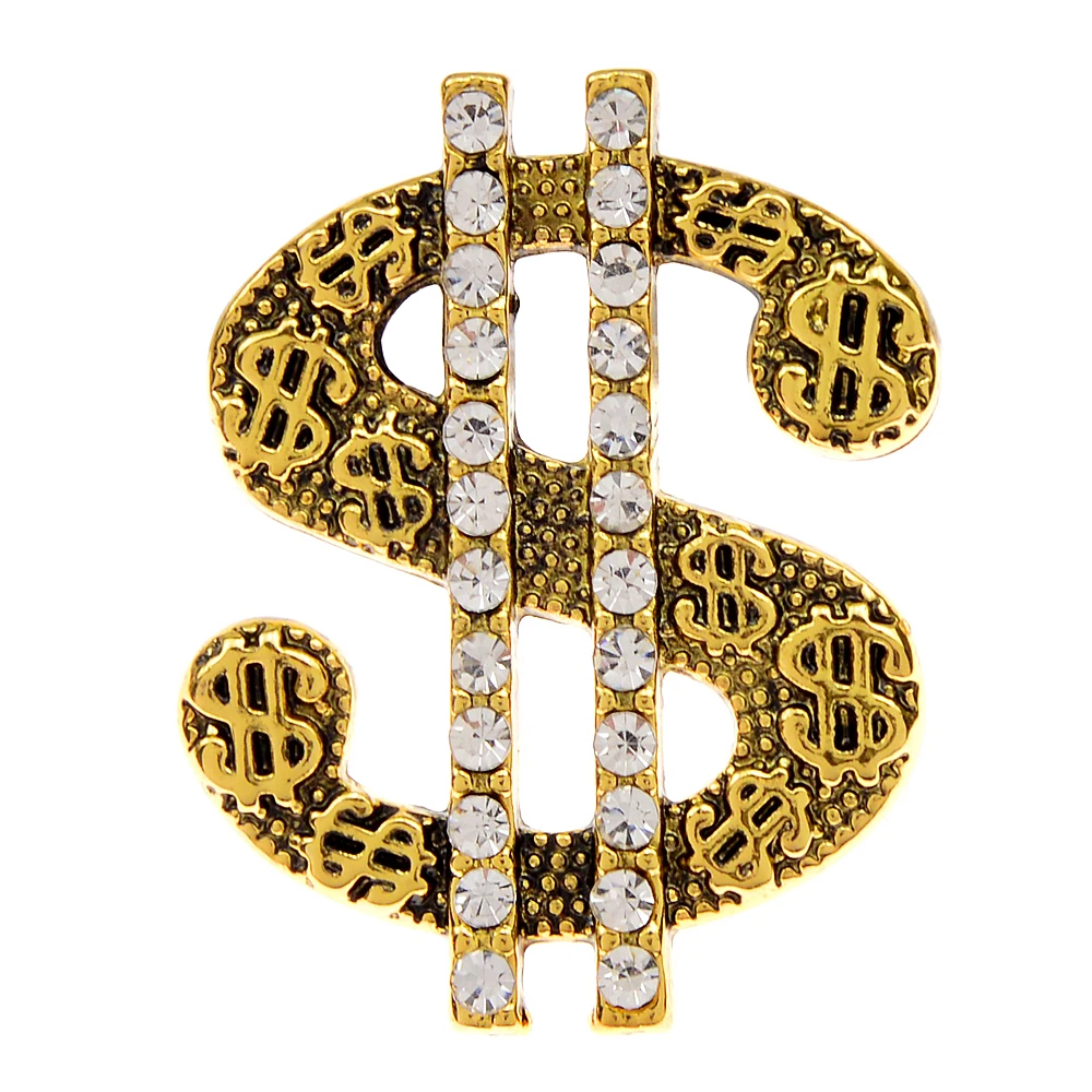 CINDY XIANG Rhinestone Vintage Dollar Sign Brooch Coat Pin 2 Colors Available Women And Men Jewelry High Quality New 2022