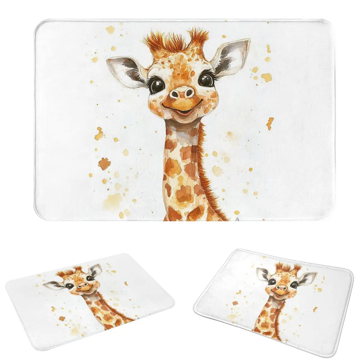 Giraffe Watercolor Pattern Doormat Antiwear Carpet Rug Kitchen Entrance Home Floor Mat for Bathroom Footpad Mats