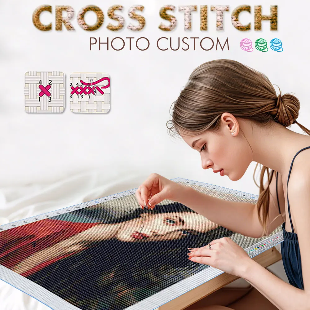 Foto personalizada kits de bordado ponto cruz 11ct pintura de fio de algodão diy conjunto de bordado decoração para casa