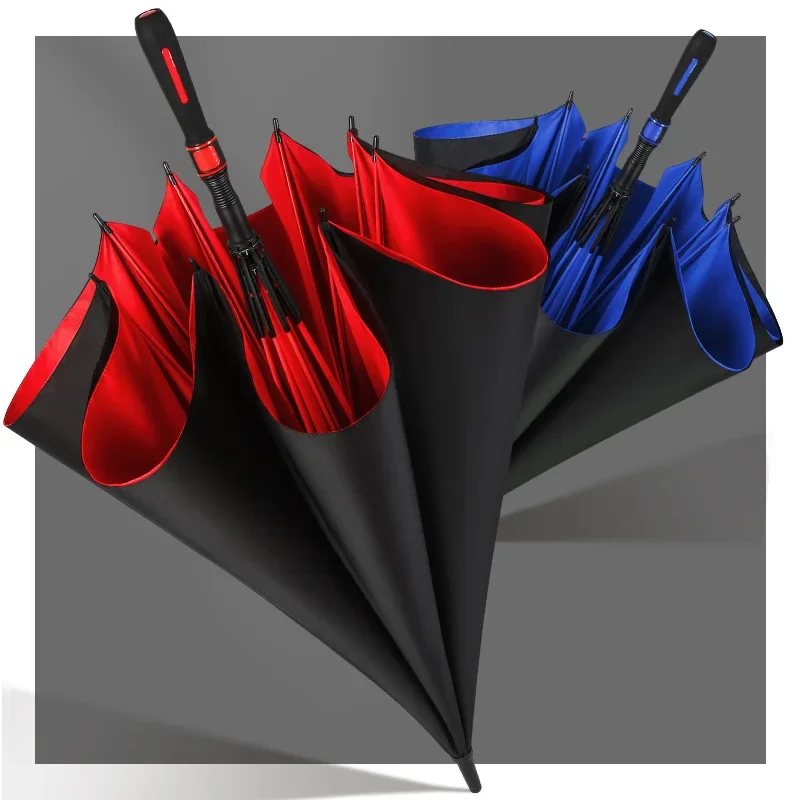 Umbrella long handle 135cm golf umbrella large sturdy storm resistant 3-5 person golf straight pole long handle umbrella