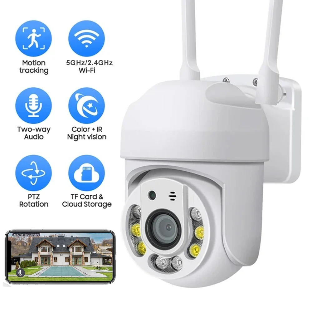 390Eyes WiFi IP PTZ Camera 1080P 2MP 5Ghz Dual Band Auto Tracking AI Detection Two Way Audio Color Night Vision CCTV Security