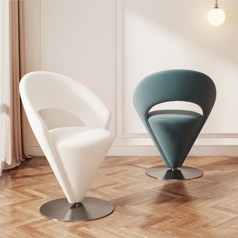 Italian Light Luxury Single Leisure Sofa Chair High-end Girl Chair Designer Stool Makeup Conical Rotating Princess