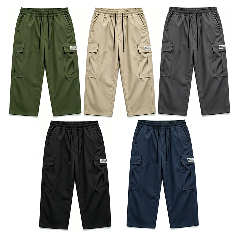 Men New Cargo Capri Pants Loose Fit Elastic Drawstring Waist Multi Pocket Outdoor Walking Holiday Summer Casual 7/8 Trousers view 6