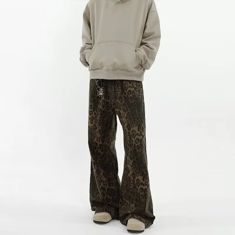 

American Retro Design Long Pants Trendy High Street Wide Leg Loose Straight Jeans Unisex