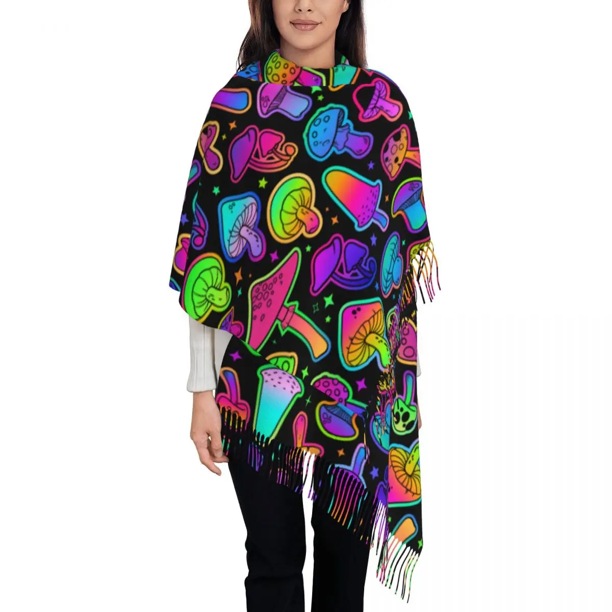 

Colorful Mushrooms Shawls Wraps for Ladies Winter Large Soft Scarf Psychedelic Pashminas Shawl Scarves