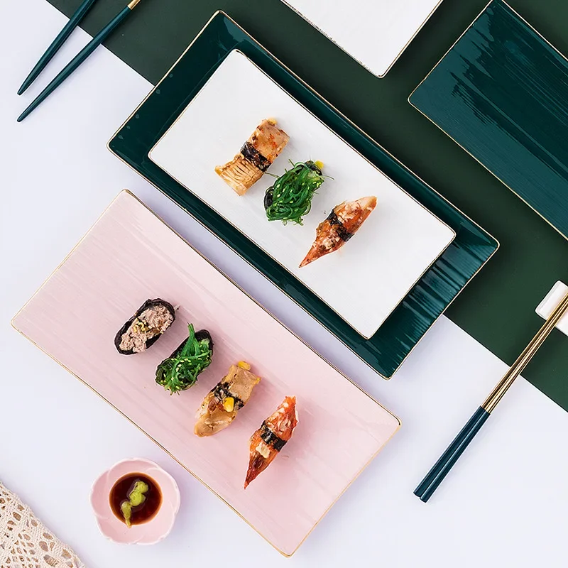 

# Japanese Fashion Custom Ceramic Phnom Penh Rectangular Sushi Plate Wholesale Ceramic Fish Western Dishes #