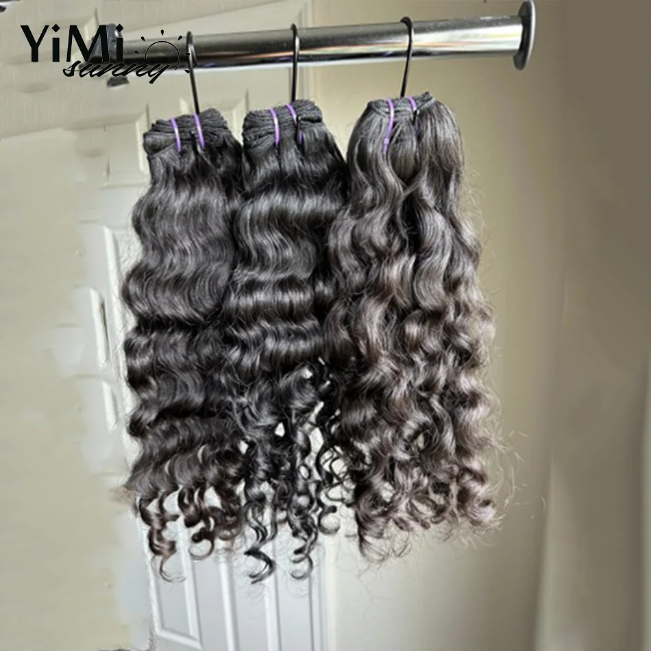 Yimisunny-Bundles de cheveux humains Remy Wave pour femmes, trame de cheveux humains, extension de boucles birmanes, tête complète, vente en gros, 3 pièces