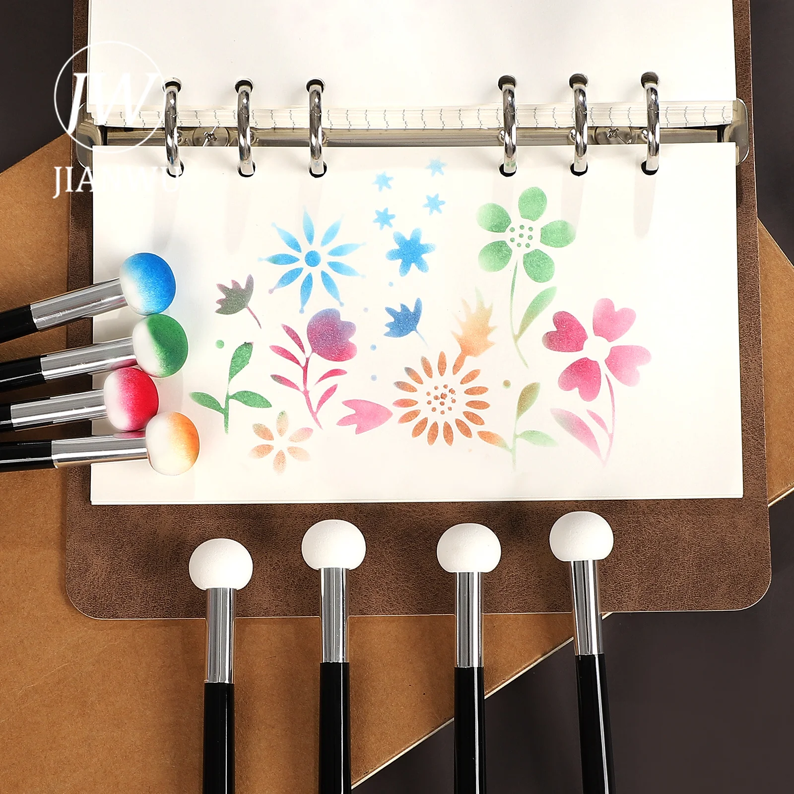 JIANWU 5 Pcs/set Vintage Mini Steamed Bun Shaped Material Collage Sponge Brush Creative DIY Journal Student Supplies Stationery