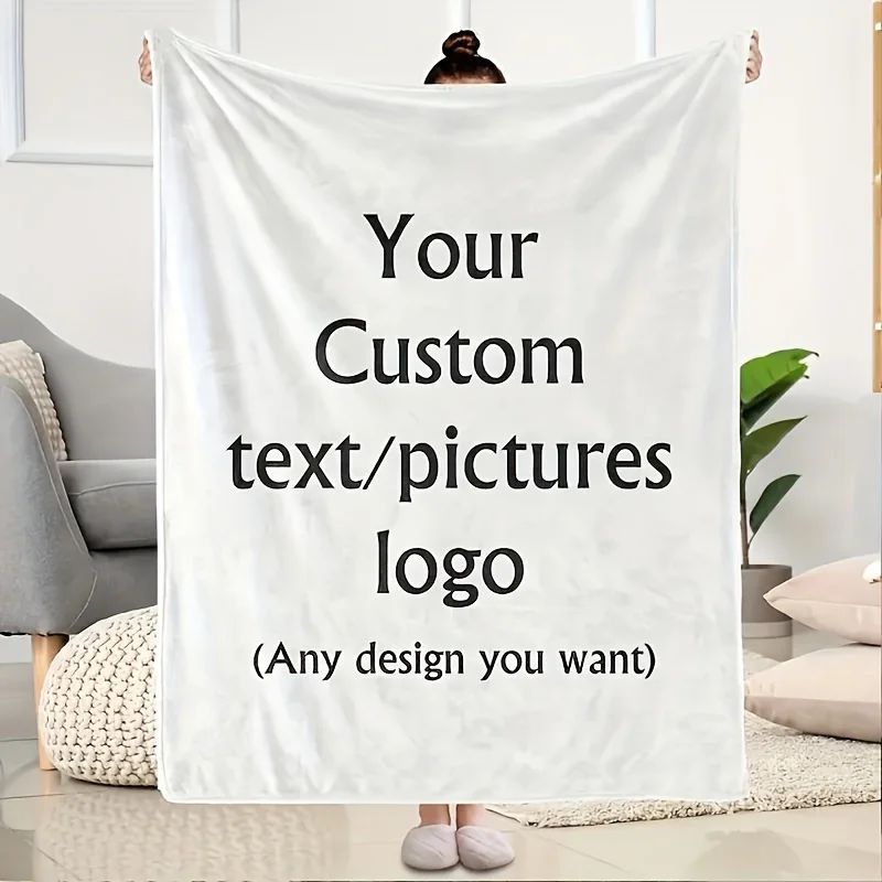 1 Piece of Custom DIY Personalized Photo Blanket for Your Loved One - Flannel Blanket with Personalized Photo, Soft and Warm, Suitable for Sofa, Bed, Office, Car, and Outdoor Travel - a Gift for Men and Women Suitable for All Seasons
