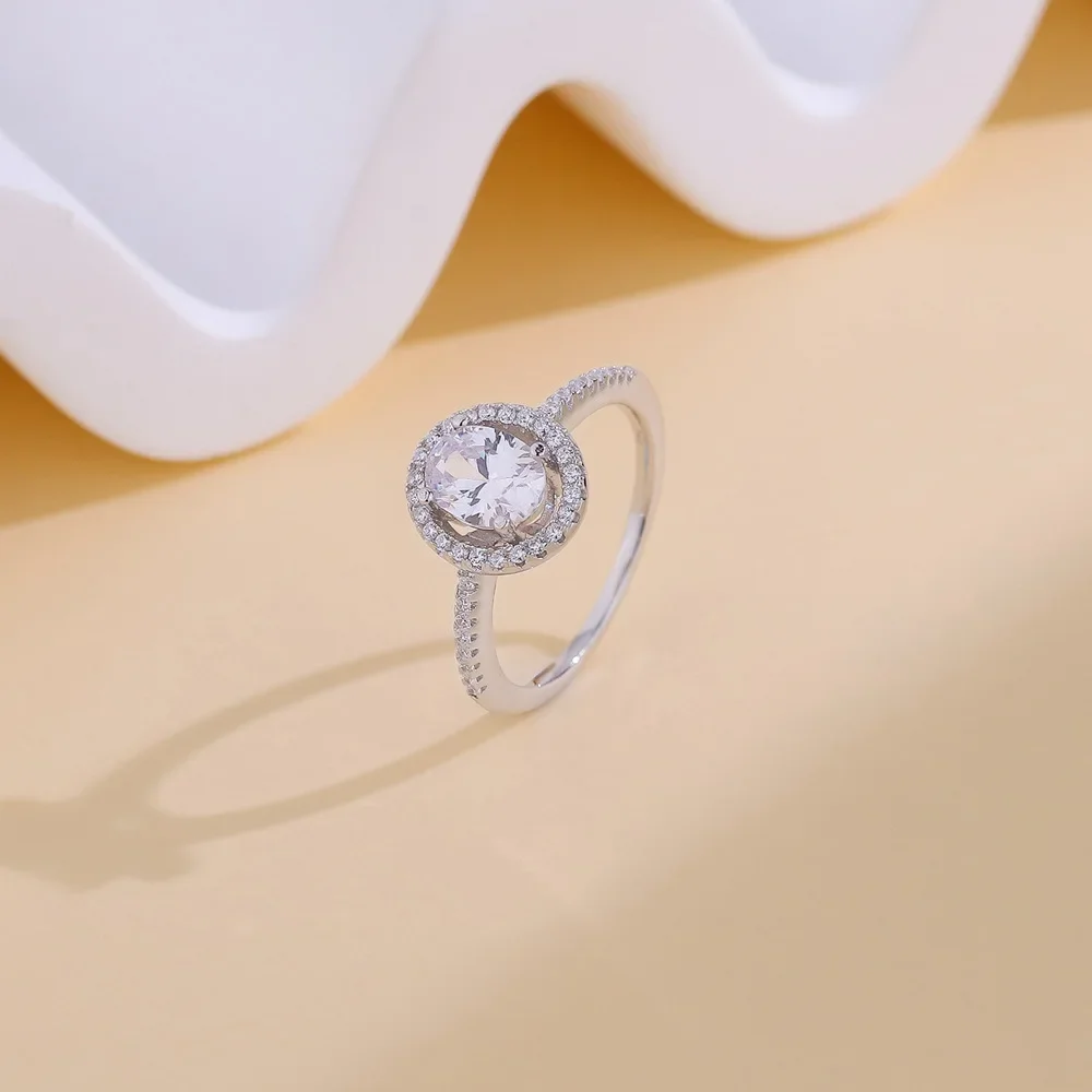

New S925 Silver Ladin Moissand Diamond Ring for Women, 6 * 8 Micro Set Wedding Ring, Wedding Jewelry