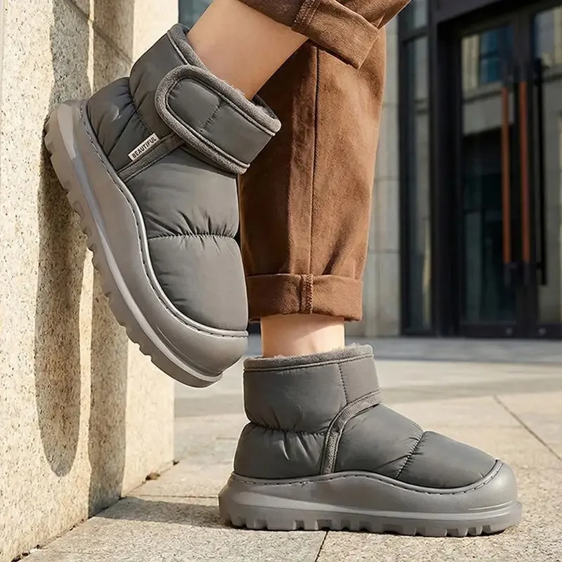 Rutschfeste, dicke Winterstiefel für Damen 2026, Übergrößen, warme Plüsch-Knöchelstiefel, wasserdichte Baumwollschuhe für Paare – Detail 15