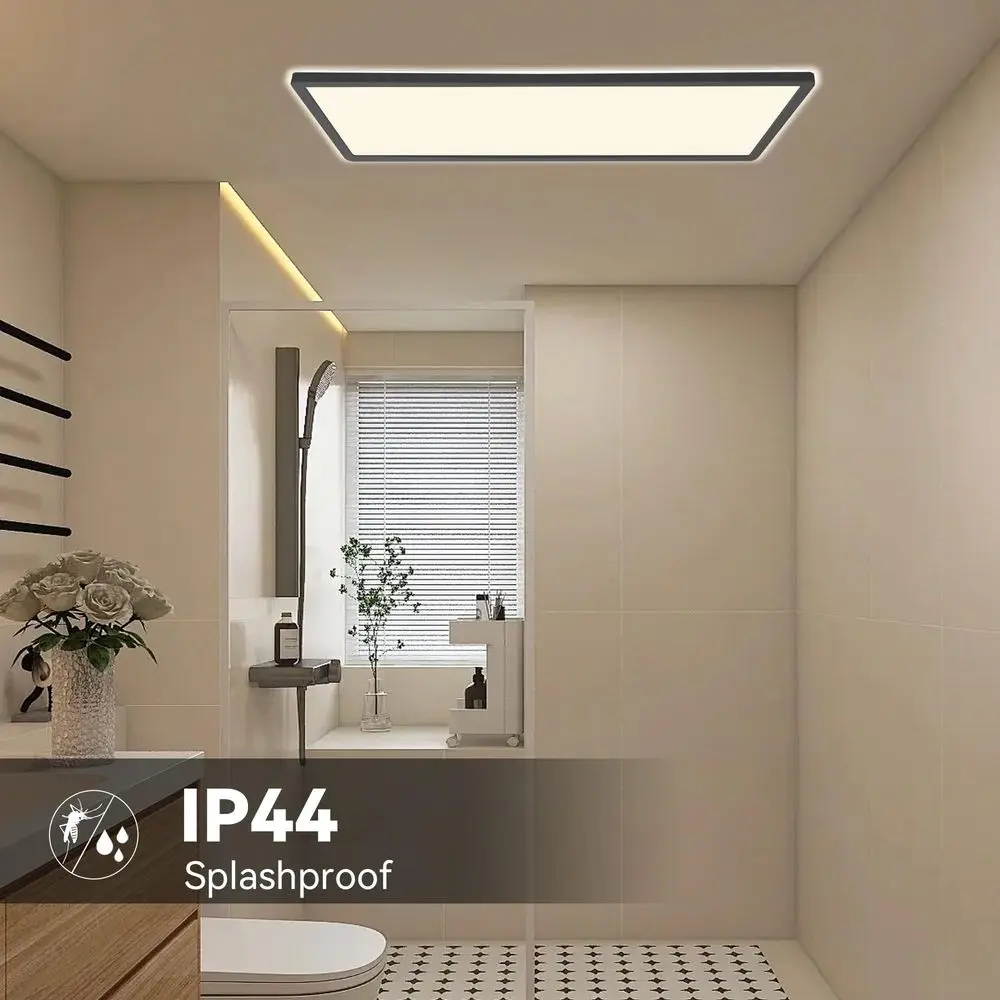 Afbeelding 7: Plafondlamp 22W, 58x20cm 2700K6500K Dimbaar met afstandsbediening, IP44 Waterdichte badkamerverlichting Plafond, Modern Eenvoudig Dun