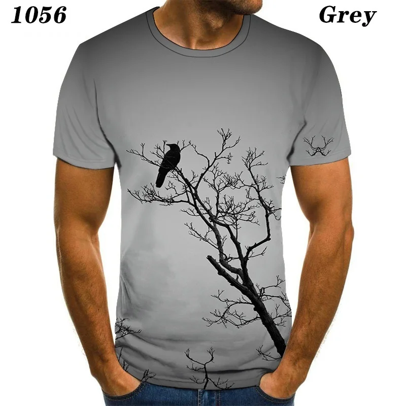 

2021 Men Women Unisex 3D Tree Printing Short Sleeve T-Shirt Fashion Men Couples Pullovers Casual 3D Tee Shirt