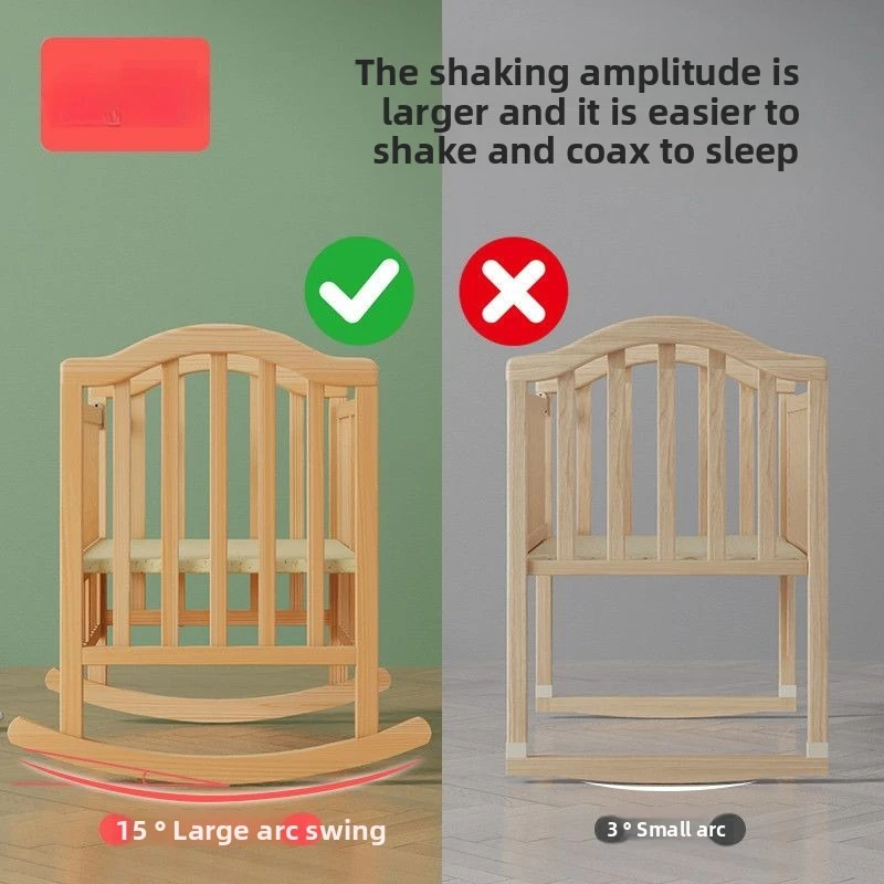 Crib Solid Wood Unpainted Multifunctional Splicing Large Bed Mobile Baby Cradle Newborn Children's Sleeping Bed