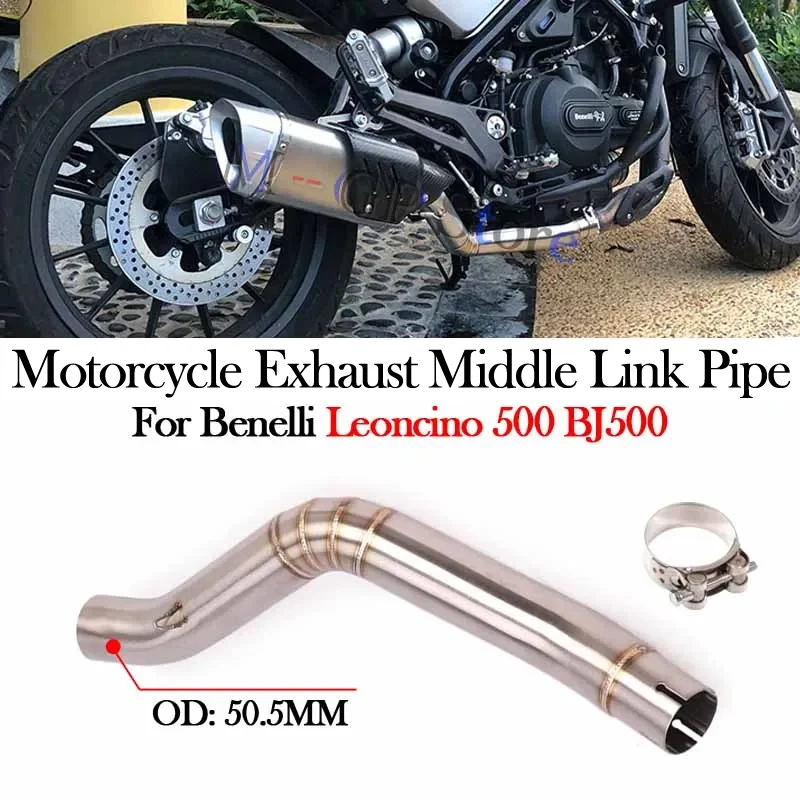 Slip On For Benelli Leoncino 500 TRAIL BJ500 Motorcycle Exhaust Modify Middle Link Pipe Escape Moto Tube Connecting 51mm Muffler